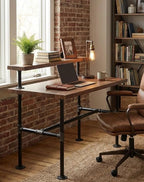 42'' x 28'' Industrial Pipe Table Legs Set, Iron-Cast Finish Piping - Image 2