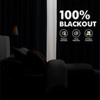 MIULEE 100% Blackout Linen Curtains 42 x 63 Inch Midnight Blue 2 Panels | - Image 2