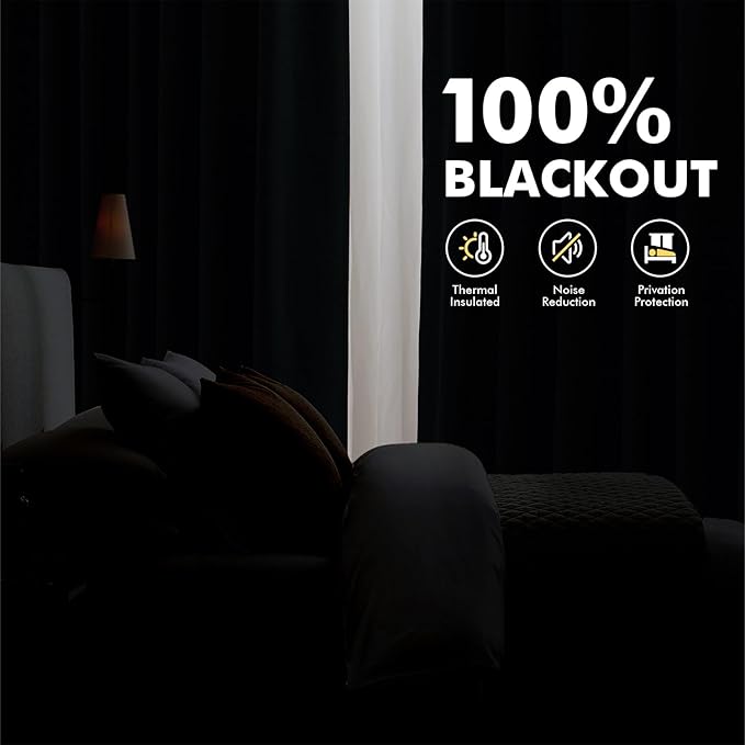 MIULEE 100% Blackout Linen Curtains 42 x 63 Inch Greyish White 2 Panels | - Image 2