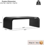 Modern Curved Coffee Table, 47.2’’ Minimalist Waterfall Center Table - Image 2