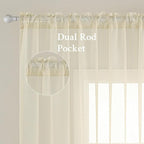 MIULEE 2 Panels Light Cream Sheer Curtains - Image 2