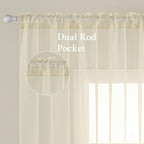MIULEE 2 Panels Light Cream Sheer Curtains - Image 2
