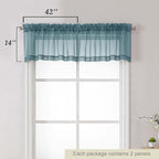 Dusty Blue Valances for Windows, Sheer Curtains 14 Inch Length 2 Pack Kitchen - Image 2