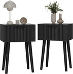 YMYNY Fluted Nightstand Set of 2, Small End Table, Modern Coffee Table by High-qualityhomefurnishing