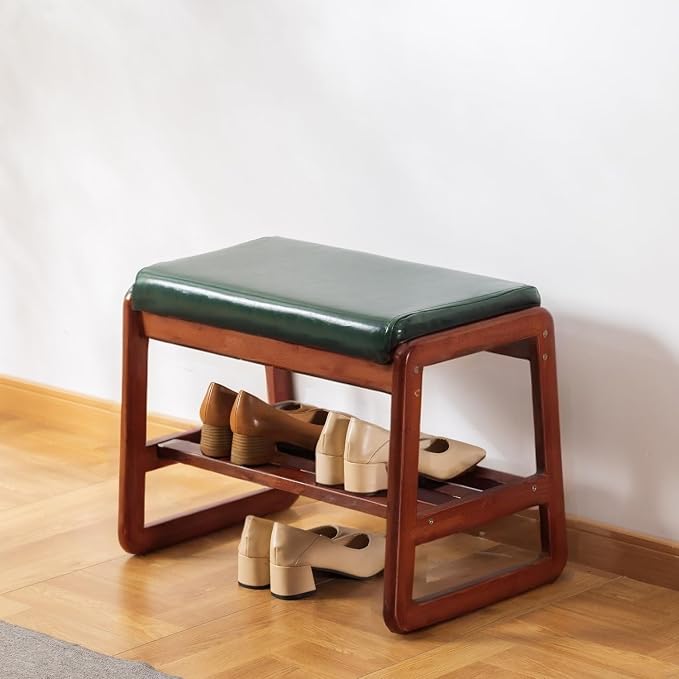 SOBIBO Solid Wood Shoe Bench, 2-Tier Wooden Entryway Bench, Modern Shoe Rack by SOBIBO