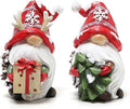Hodao Christmas Gnomes Decor Resin Figurines with Red Hats and Snowflake Design, Cute Collectible Holiday Statue for Table Decor, Happy Xmas Gift to Celebrate Festive Home Centerpiece Decoration by Hodao