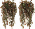 CATTREE Artificial Hanging Vines, Faux Ivy Leaves Plastic Plants Greenery Fake Leaf Plant UV Resistant for Indoor Outdoor Garden Door Wall Baskets DIY Wedding Party Table Decoration Red Brown 4 Pack by CATTREE