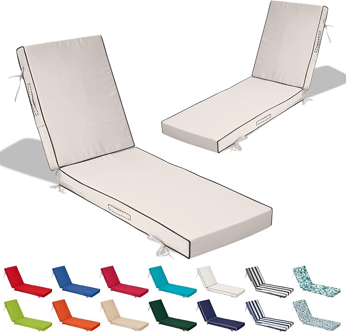 72x21x4in Lounge Cushions for Outdoor Furniture, Outdoor Lounge Chair Cushions by Odsiikly