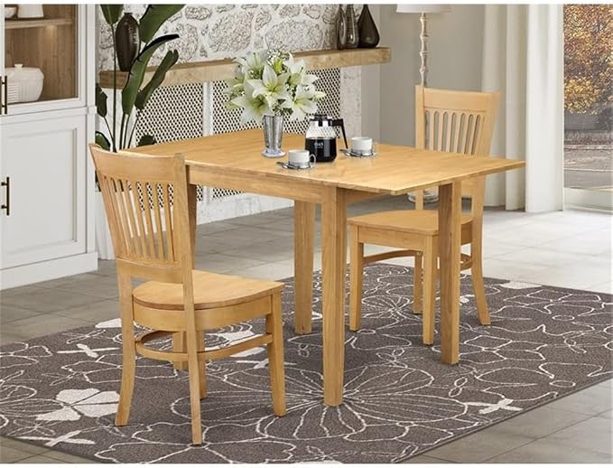East West Furniture NDVA3-OAK-W 3 Piece Modern Dining Table Set Contains a - Image 2