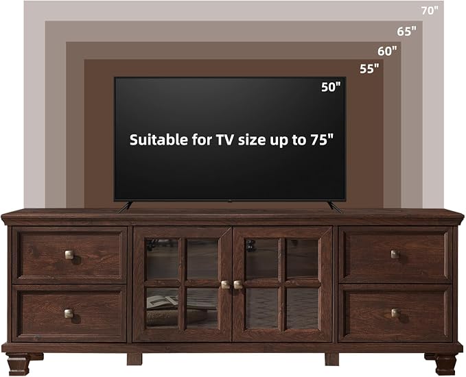 SAVOR LIFE Farmhouse TV Stands for Living Room, Wood TV Console - Image 4