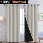 Yakamok Cream Beige 100% Blackout Curtains 96 Inches Long 52" Wide 2 Panels | - Image 7
