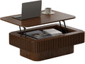 Lift Top Coffee Table for Living Room, Rectangle Handmade Solid Wood Strips by Unknown