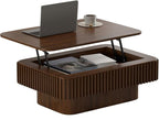 Lift Top Coffee Table for Living Room, Rectangle Handmade Solid Wood Strips by Unknown
