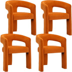 RIVOVA Modern Barrel Dining Chairs Set of 4, Velvet Upholstered Accent Side by RIVOVA