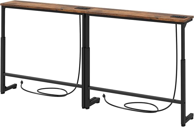 Kitstorack Behind Couch Table, Adjustable Height Narrow Console Table by Kitstorack