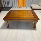 Rectangle 90X75cm Korean Coffee Table Folding Leg Asian Antique Style Living - Image 2