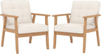 Modern Accent Chairs Set of 2, Upholstered Linen Fabric Leisure Chairs by Unknown