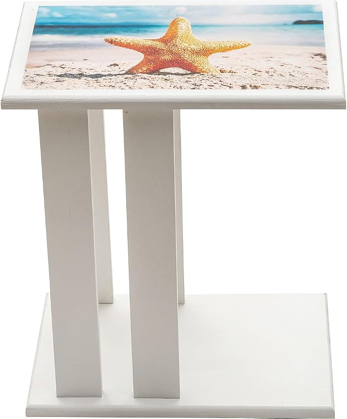 BLACK FOREST DECOR Starfish & Shells Wood Side Table - Image 2