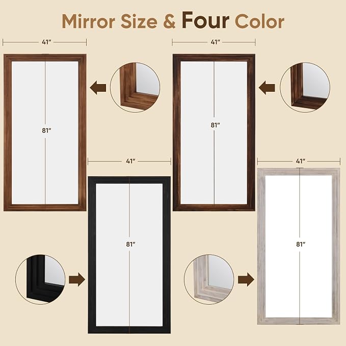 Full Length Mirror, Oversized Stand Up Mirrors Large Wall Mirrors, Wall Mounted - Image 7