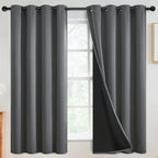 SimpleHome Grey 100% Blackout Curtains Room Darkening Living Room 63 Inch | by SimpleHome
