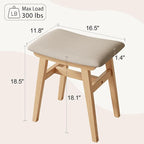 Muwuele Solid Wood Vanity Stool, Compact Makeup Chair - Image 2