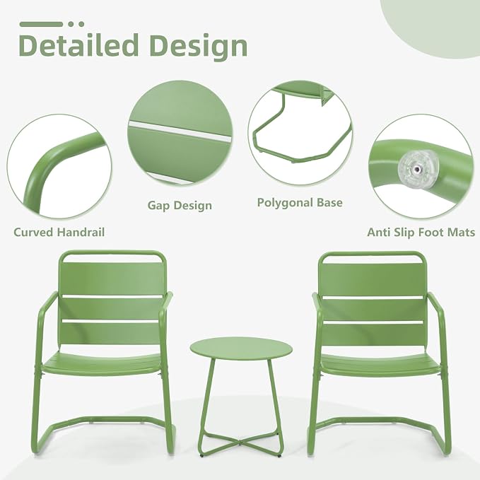 MELLCOM 3 Piece Patio Set, Small Patio Furniture Set - Image 3