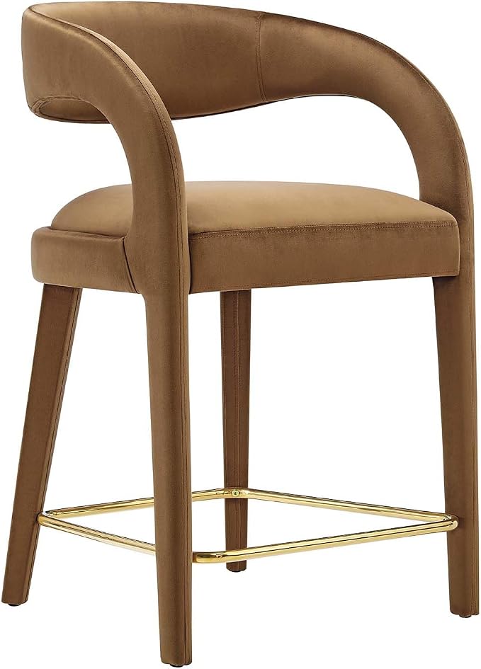 Modway EEI-6566-BRN-GLD Pinnacle Performance Velvet Counter Stool Set of Two - Image 8