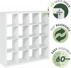 Furinno Cubicle Book Shelf, 16-Cube Bookshelf, Triple Thick Frame Cube Storage - Image 4