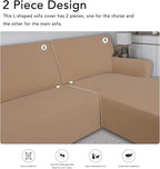 PureFit Stretch Sectional Couch Covers 2 pcs Non Slip L Shape Sofa Cover | - Image 5
