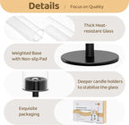 Black Hurricane Glass Candle Holders Set of 3, Tall Metal Taper Candle Stick - Image 3