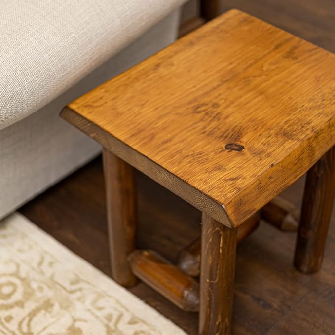 Rustic Log Live Edge End Table – Small Indoor End Table or Night Stand Table - Image 3
