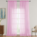 Light Pink Sheer Curtains 120 Inches Long 2 Panels Set, 59 Inch Extra Wide Soft by OVZME