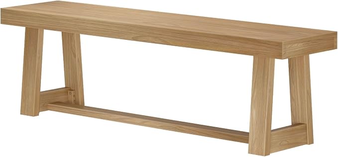 Plank+Beam 60 Inch Farmhouse Dining Bench, Solid Wood Entryway Bench, Wooden - Image 4