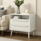 HULALA HOME End Table with Charging Station, Mid-Century Modern 2 Drawer and by HULALAHOME