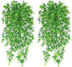 Artificial Hanging Vine, Sweet Potato Leaves Plastic Plants Greenery Faux Ivy Garland Fake Plant UV Resistant for Indoor Outdoor Garden Door Wall Baskets Wedding Party Table Decoration Green 4 Pcs by CATTREE