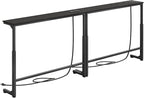Kitstorack 2-Pack Black Narrow Console Table Behind Couch, Adjustable Height & by Kitstorack
