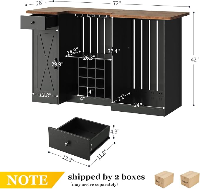 72" U-Shape Liquor Cabinet - Image 3