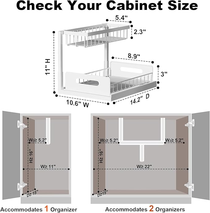 REALINN Under Sink Organizer, Pull Out Cabinet Organizer 2 Tier Slide Out Sink - Image 2