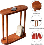 Oval Solid Wood Narrow Side Table, Slim Small Pedestal Coffee Table - Image 5
