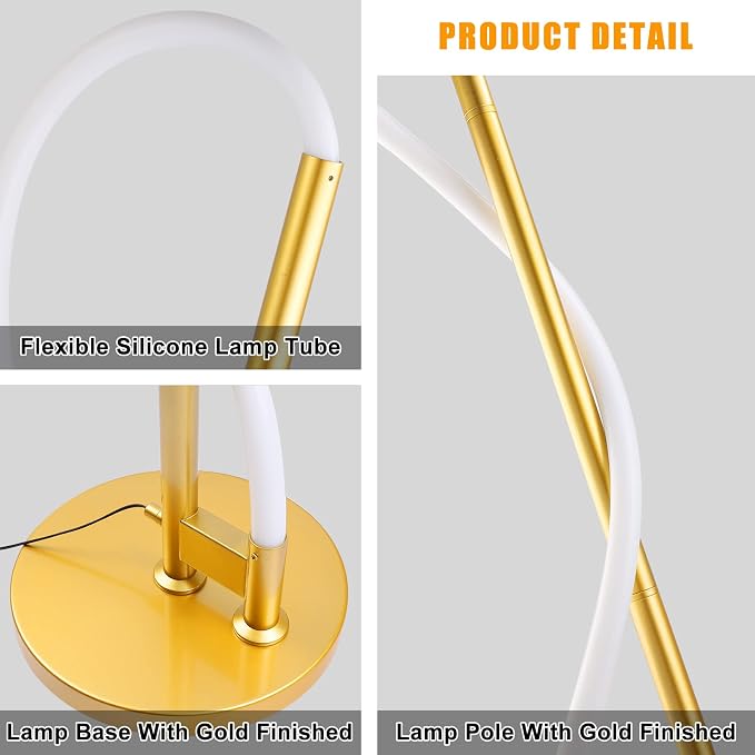 Modern LED Gold Floor Lamp, 3-Level Dimmable Flexible DIY Modeling Tall - Image 7