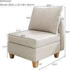 EASE MOOSE Middle Module Seat for Modular Sofa, Faux Leather Armless Chair - Image 2