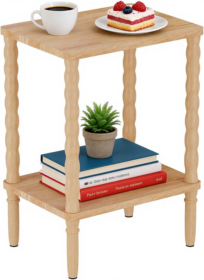Solid Wood Side Table, Small Retro End Table, Narrow Couch Side Table by pikpuk