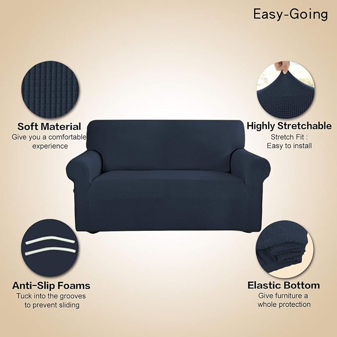 Easy-Going Stretch 4 Seater Oversized Sofa Couch Cover Dark Blue | 1-Piece - Image 4