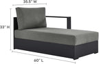 Modway Tahoe Powder-Coated Aluminum Outdoor Chaise Lounge in Gray Charcoal - Image 2