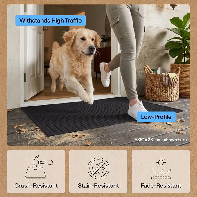 GORILLA GRIP® Ultra Absorbent Front Door Mat Outside Entrance 35x23, Traps Dirt - Image 5