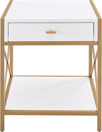 Leick Home 9206-WTGL Claudette Mixed Metal and Wood Drawer End Table - Image 4