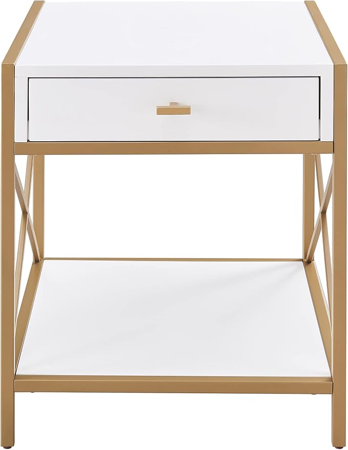 Leick Home 9206-WTGL Claudette Mixed Metal and Wood Drawer End Table - Image 4