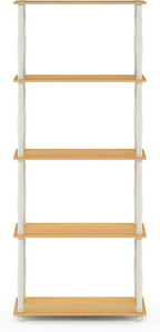 Furinno TURN-S-TUBE Storage Shelves, 5-Tier Book Shelf, Corner Shelf, Toolless - Image 6