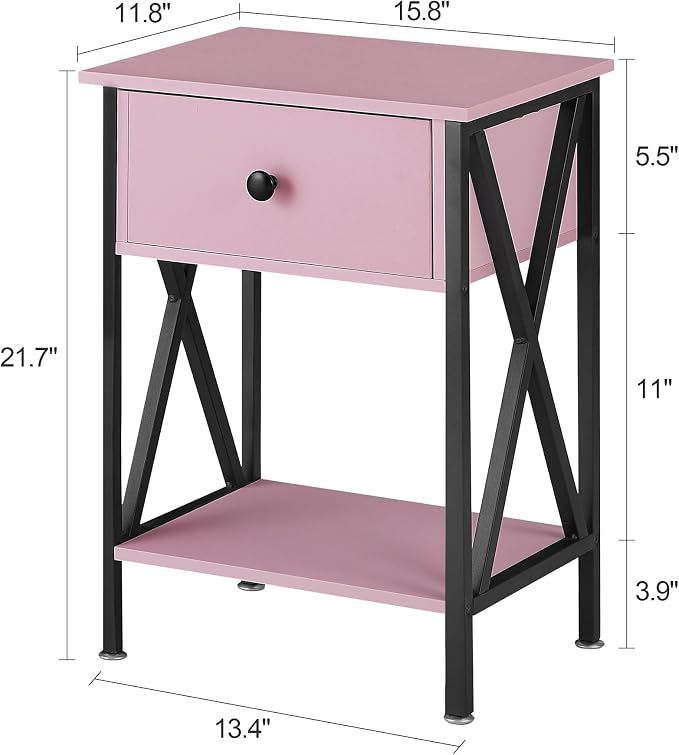 VECELO Nightstands Set of 2, Modern Bedside End Tables, Night Stands - Image 3