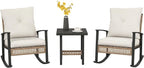 Outsunny 3 Pieces Rocking Wicker Outdoor Bistro Set, Rattan Patio Furniture Set by Outsunny